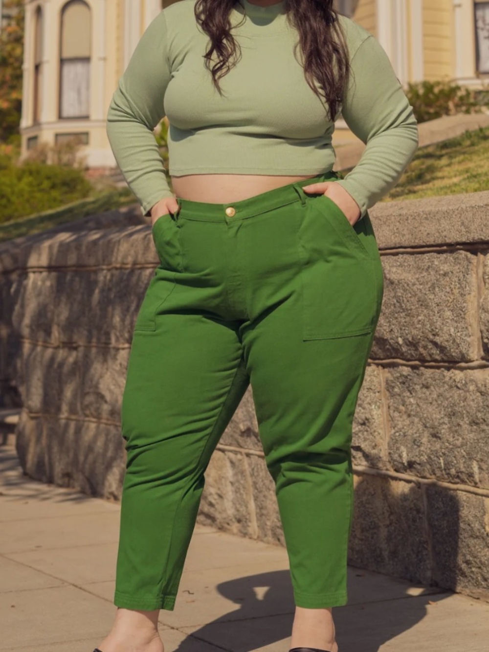 Big bud press petite lawn green pencil pants